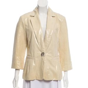 Lafayette New York Nude Glitter Leather Jacket size L